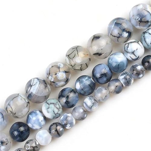 Naturstein-Achat-Glas-Abstandshalter, lose Perlen für Schmuckherstellung, Armbänder, DIY, 38,1 cm, 6/8/10 mm von Yeuyyben