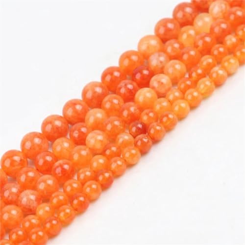 Naturstein-Perlen aus orangefarbenem Jadestein, rund, lose Perlen für Schmuckherstellung, DIY-Armband, Zubehör, 4, 6, 8, 10, 12 mm von Yeuyyben