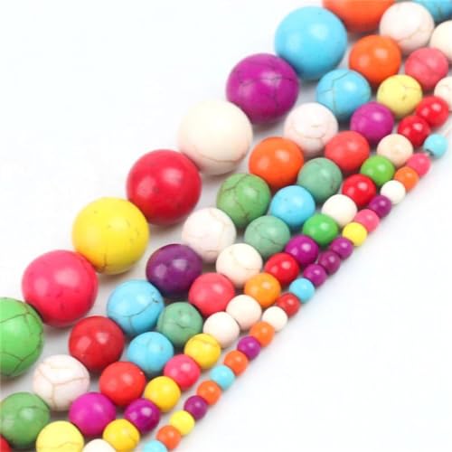 Natursteinfarbene türkisfarbene Perlen, rund, lose Perlen für Schmuckherstellung, DIY-Armband, Zubehör, 4, 6, 8, 10, 12 mm von Yeuyyben