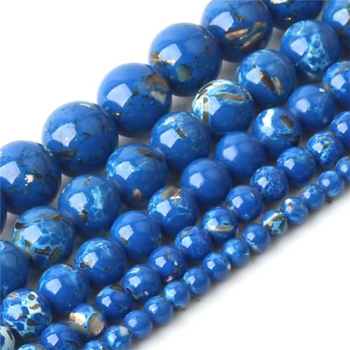 Runde lose Perlen für Schmuckherstellung, Blau, Türkis, 38,1 cm Strang, DIY-Armband von Yeuyyben