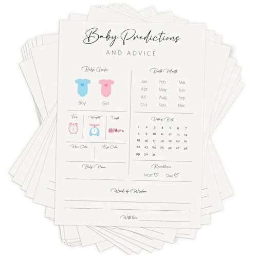 Baby-Vorhersagen und Ratschläge, 50 Stück, Babyparty-Spielkarten, Ratschläge und Wünsche für frischgebackene Eltern, lustige Gender-Reveal-Spiele für Jungen oder Mädchen (Muster) von Yewfold