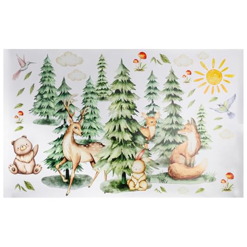 1 Set Wandtattoo Waldtiere Kinderzimmer Wandaufkleber, Selbstklebende Wandaufkleber mit Reh, Fuchs und Bär, Deko für Babyzimmer, Schlafzimmer und Spielzimmer, Hochwertige PVC-Materialien 1 Set Wandtattoo Waldtiere Kinderzimmer Wandaufkleber, Selbstklebende Wandaufkleber mit Reh, Fuchs und Bär, Deko für Babyzimmer, Schlafzimmer und Spielzimmer, Hochwertige PVC-Materialien von Yewseas