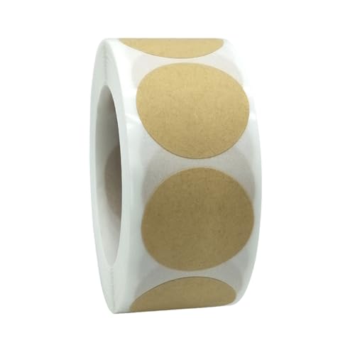 1000PCS Kraftpapier Aufkleber Sticker 25mm, Selbstklebende Runde Klebeetiketten Braune Kleine Runde Aufkleber Weihnachtssticker Zum Beschriften Geschenkverpackungen Backen Hochzeit Party Weihnachten von Yewseas