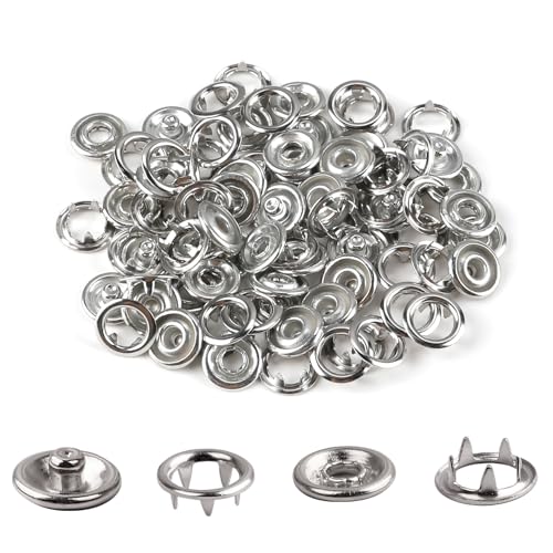 20 Stück Nähfrei Jersey Ring Druckknöpfe 10mm, Druckknöpfe Klein, Nachfüllpack ohne Nähen, Hochwertige Silbern Jersey-Ring Druckknöpfe für dünne und dehnbare Stoffe, für Baby und Kinderbekleidung von Yewseas