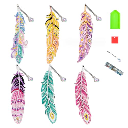6 PCS Bastelset Mädchen 6 7 8 9 10 Jahre, Diamond Painting Lesezeichen für Kinder und Erwachsene, DIY Bastelspielzeug, Kreative Geschenke für Geburtstage, Adventskalender Füllung, Malen nach Zahlen von Yewseas