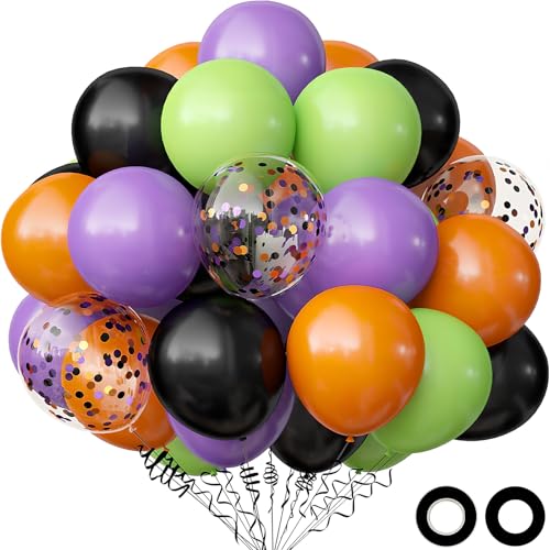 Halloween-Party-Ballons, Dekorationen, 30,5 cm, schwarz, orange, grün, lila, 50 Stück, lebendige Farben, für Kinder, Halloween-Party-Dekorationen von Yexnum