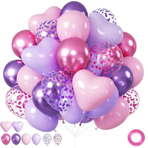 Luftballons in Herzform, metallisch, Hot Pink, Magenta, Violett, 30,5 cm, 50 Stück, lebendige Farben, für Mädchen, Prinzessin, Happy Birthday, Party-Dekoration, Babyparty Luftballons in Herzform, metallisch, Hot Pink, Magenta, Violett, 30,5 cm, 50 Stück, lebendige Farben, für Mädchen, Prinzessin, Happy Birthday, Party-Dekoration, Babyparty von Yexnum