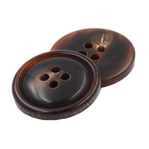 Herren-Knöpfe aus Horn mit vier Ösen, 15 mm, 20 mm (Braun, 20 mm - 6 Stück) von Yeydeoe
