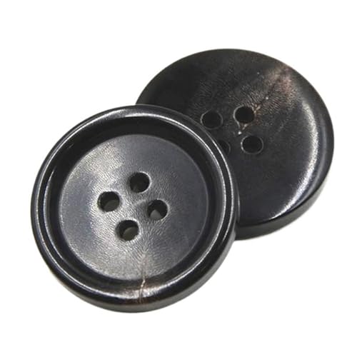 Hornknöpfe mit vier Löchern, rund, dünne Kanten, für Mäntel und Freizeitanzüge, 15 mm - 30 mm (Farbe 1, 25 mm - 6 Stück) von Yeydeoe