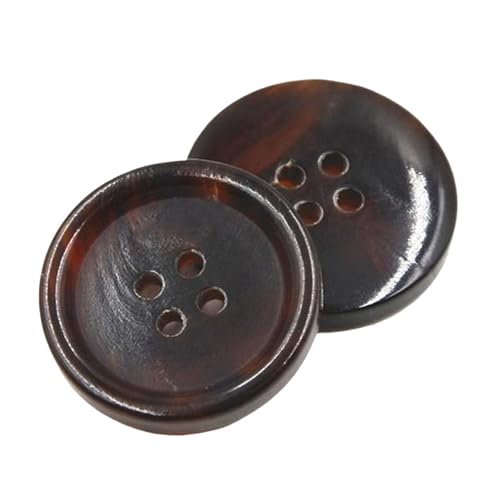 Hornknöpfe mit vier Löchern, rund, dünne Kanten, für Mäntel und Freizeitanzüge, 15 mm - 30 mm (Farbe 2, 20 mm - 6 Stück) von Yeydeoe
