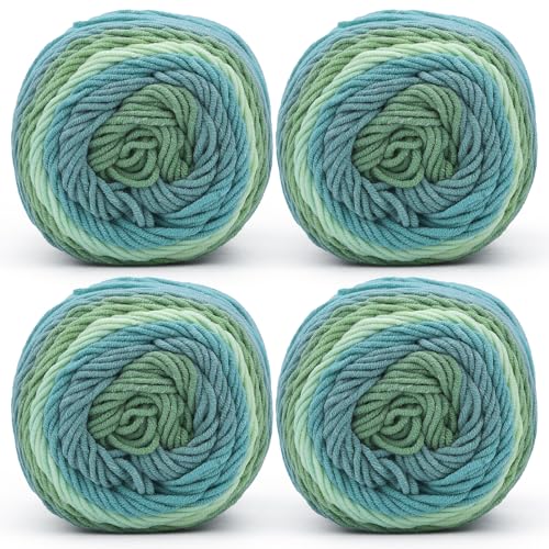 Baumwolle zum Häkeln Farbverlauf Weich 400g(100gx4) HäkelBaumwolle Dickes Garn Weich Baumwolle Zum Häkeln Farbverlauf Bunte Baumwolle Weben Baumwolle Für Schal Zum Stricken von YeyeCyrilze