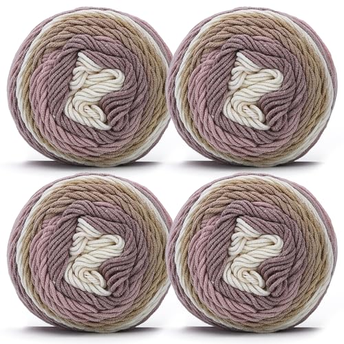 Baumwolle zum Häkeln Farbverlauf Weich 400g(100gx4) HäkelBaumwolle Dickes Garn Weich Baumwolle Zum Häkeln Farbverlauf Bunte Baumwolle Weben Baumwolle Für Schal Zum Stricken von YeyeCyrilze