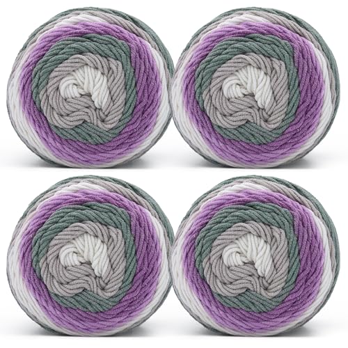 Baumwolle zum Häkeln Farbverlauf Weich 400g(100gx4) HäkelBaumwolle Dickes Garn Weich Baumwolle Zum Häkeln Farbverlauf Bunte Baumwolle Weben Baumwolle Für Schal Zum Stricken von YeyeCyrilze