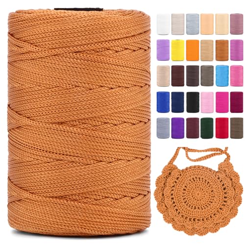 Polyester Makramee Garn 3mm X 225m，Makramee Band，Makramee Kordel 100% Polypropylene Yarn Makramee Schnur Kordel Garn Zum HäKeln FüR Makramee Blumenampel Deko KnüPfen Taschen Diy (Dunkles Khaki, 1 Pcs) von YeyeCyrilze