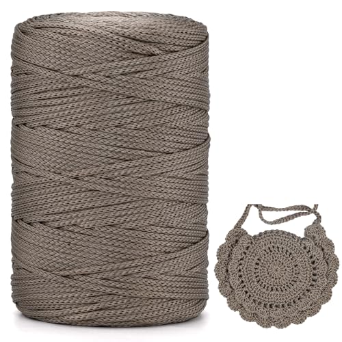 Polyester Makramee Garn 3mm X 225m，Makramee Band，Makramee Kordel 100% Polypropylene Yarn Makramee Schnur Kordel Garn Zum HäKeln FüR Makramee Blumenampel Deko KnüPfen Taschen DIY (Flachs, 1 Pcs) von YeyeCyrilze