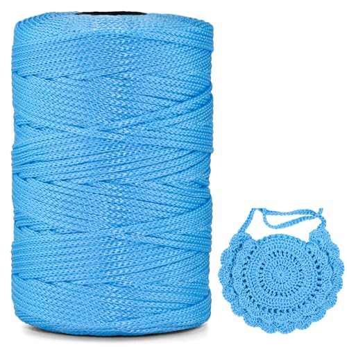Polyester Makramee Garn 3mm X 225m，Makramee Band，Makramee Kordel 100% Polypropylene Yarn Makramee Schnur Kordel Garn Zum HäKeln FüR Makramee Blumenampel Deko KnüPfen Taschen DIY (Hellblau, 1 Pcs) von YeyeCyrilze