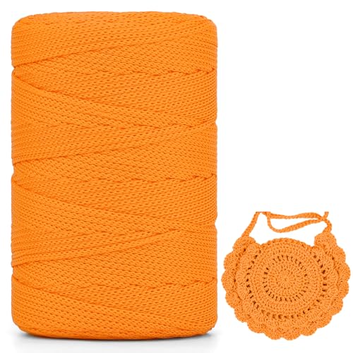 Polyester Makramee Garn 3mm X 225m，Makramee Band，Makramee Kordel 100% Polypropylene Yarn Makramee Schnur Kordel Garn Zum HäKeln FüR Makramee Blumenampel Deko KnüPfen Taschen DIY (Gold, 1 Pcs) von YeyeCyrilze