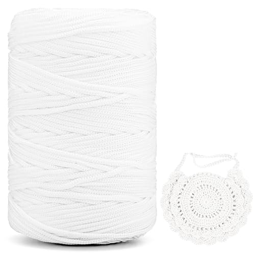 Polyester Makramee Garn 3mm X 225m，Makramee Band，Makramee Kordel 100% Polypropylene Yarn Makramee Schnur Kordel Garn Zum HäKeln FüR Makramee Blumenampel Deko KnüPfen Taschen DIY (Weiß, 1 Pcs) von YeyeCyrilze