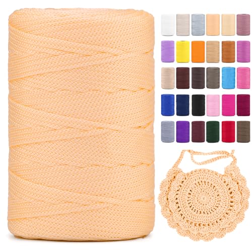Polyester Makramee Garn 3mm X 225m，Makramee Band，Makramee Kordel 100% Polypropylene Yarn Makramee Schnur Kordel Garn Zum HäKeln FüR Makramee Blumenampel Deko KnüPfen Taschen Diy (Hellgelb, 1 Pcs) von YeyeCyrilze