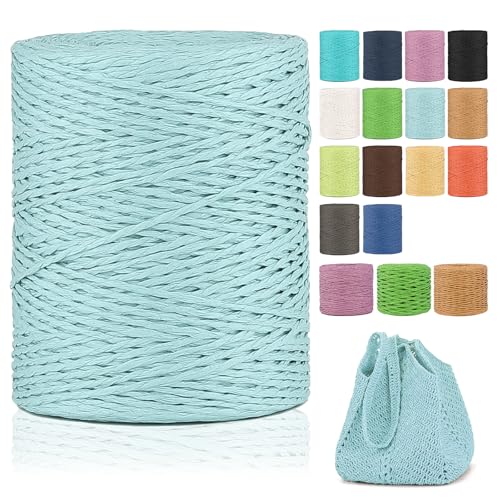 Raffia Garn Zum Häkeln,2mm X 300m Natur Bast,papierdraht zum basteln,weich Geflochtenes Papiergarn Bast Band Natur geschenkband,papiergarn zum häkelgarn für körbe,Häkeltasche,Hüte von YeyeCyrilze