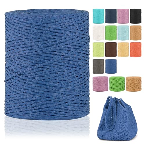 Raffia Garn Zum Häkeln,2mm X 300m Natur Bast,papierdraht zum basteln,weich Geflochtenes Papiergarn Bast Band Natur geschenkband,papiergarn zum häkelgarn für körbe,Häkeltasche,Hüte von YeyeCyrilze