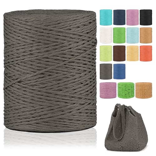 Raffia Garn Zum Häkeln，2mm X 300m Natur Bast，papierdraht zum basteln，weich Geflochtenes Papiergarn Bast Band Natur geschenkband，papiergarn zum häkelgarn für körbe,Häkeltasche,Hüte von YeyeCyrilze