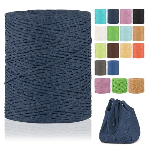 Raffia Garn Zum Häkeln,2mm X 300m Natur Bast,papierdraht zum basteln,weich Geflochtenes Papiergarn Bast Band Natur geschenkband,papiergarn zum häkelgarn für körbe,Häkeltasche,Hüte von YeyeCyrilze