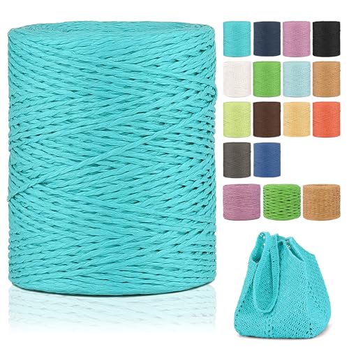 Raffia Garn Zum Häkeln,2mm X 300m Natur Bast,papierdraht zum basteln,weich Geflochtenes Papiergarn Bast Band Natur geschenkband,papiergarn zum häkelgarn für körbe,Häkeltasche,Hüte von YeyeCyrilze