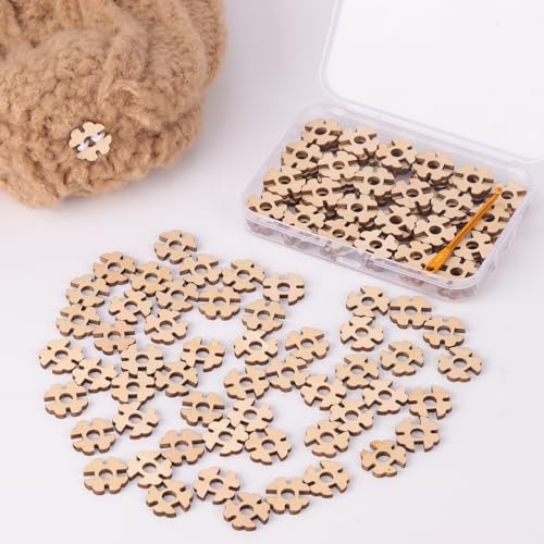 Removable Wooden Pom Poms Buttons, 100 Stück Bommelknöpfe Aus Holz, Pom-Pom-Knöpfe,Holzknöpfe Kunstpelz Bommelhalter Zum Befestigen Von Removable Wooden Pom Poms Buttons, 100 Stück Bommelknöpfe Aus Holz, Pom-Pom-Knöpfe,Holzknöpfe Kunstpelz Bommelhalter Zum Befestigen Von von YeyeCyrilze