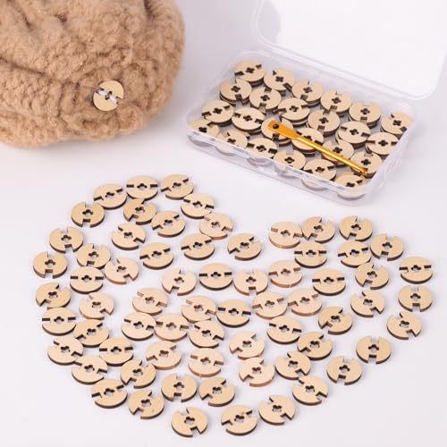 Removable Wooden Pom Poms Buttons, 100 Stück Bommelknöpfe Aus Holz, Pom-Pom-Knöpfe,Holzknöpfe Kunstpelz Bommelhalter Zum Befestigen Von Removable Wooden Pom Poms Buttons, 100 Stück Bommelknöpfe Aus Holz, Pom-Pom-Knöpfe,Holzknöpfe Kunstpelz Bommelhalter Zum Befestigen Von von YeyeCyrilze
