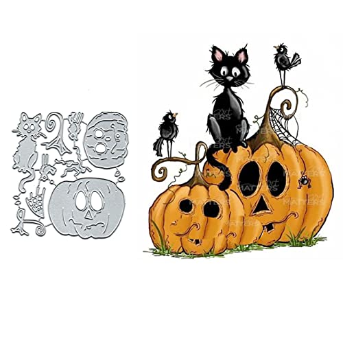 Metall-Stanzformen für Halloween, Katzen, Vögel, Halloween, Kürbis, Katze, Stanzformen, Schablonen, DIY, Scrapbooking, Album, Prägung, Papier, Karten, Kunst, Handwerk, Kartenherstellung von Yeyert