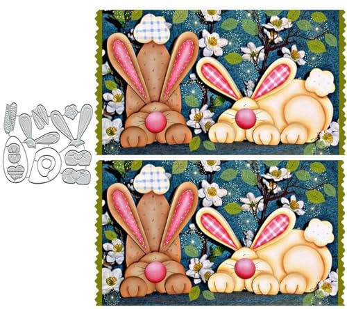 Metall-Stanzformen für Kartenherstellung, Motiv: Osterhase, Blume, Kaninchen, Blatt, Stanzformen, Schablonen, DIY, Scrapbooking, Album, Prägung, Papier, Karten, Prägung, Handwerk von Yeyert