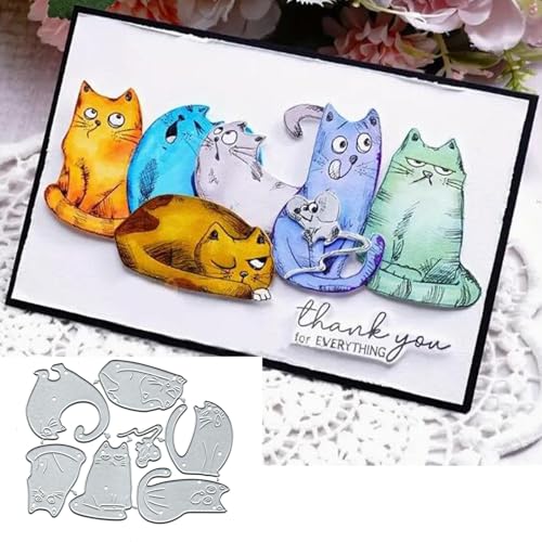Metall-Stanzformen für Kartenherstellung, niedliche Aniaml-Katzen, Stanzformen, Schablonen, DIY, Scrapbooking, Album, dekoratives Prägepapier, Karten, Prägung, Handwerk, 6 Stück Metall-Stanzformen für Kartenherstellung, niedliche Aniaml-Katzen, Stanzformen, Schablonen, DIY, Scrapbooking, Album, dekoratives Prägepapier, Karten, Prägung, Handwerk, 6 Stück von Yeyert