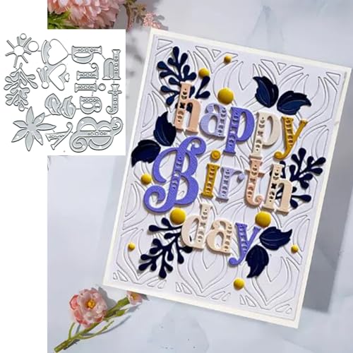 Metall-Stanzformen mit Blumenmotiv, "Happy Birthday", für Geburtstagspartys, Blumenblätter, Stanzschablonen, DIY, Scrapbooking, dekorative Prägung, Papier, Scrapbooking, Kartenherstellung Metall-Stanzformen mit Blumenmotiv, "Happy Birthday", für Geburtstagspartys, Blumenblätter, Stanzschablonen, DIY, Scrapbooking, dekorative Prägung, Papier, Scrapbooking, Kartenherstellung von Yeyert