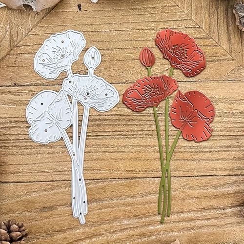 Schöne Mohnblumen-Zweig-Grußkarten-Metall-Stanzformen, Schneeflocke, Blume, Blatt, Stanzschablonen, DIY, Scrapbooking, dekorative Prägepapier, Scrapbooking, Kartenherstellung von Yeyert