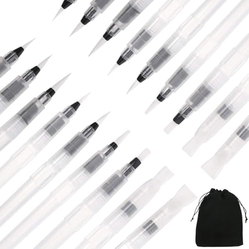 Yezhenzhen 18-teiliges Aquarellstifte-Set, Aquarell-Pinsel mit Samtbeutel, zum Zeichnen von Markern, wasserlöslichen farbigen Markern, Puder oder einfarbigen Pigmenten von Yezhenzhen
