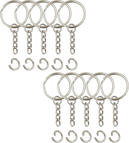 Yezhenzhen Schlüsselanhänger mit Kette und offenen Binderingen, 2,5 cm, 50 Stück von Yezhenzhen