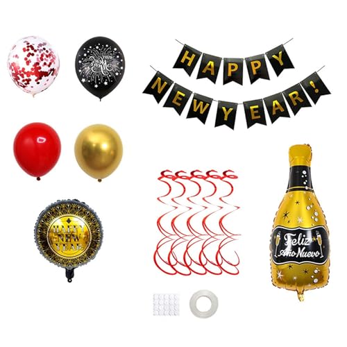 Aluminium-Ballon-Ketten-Set für Neujahrspartys, einzigartige 2024 Happy New Year-Dekoration, schwarze Hänge, Dekoration, einzigartige und lustige Neujahrsparty-Dekorationen von Yfenglhiry
