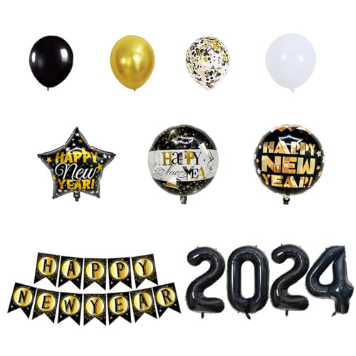 Langlebiges Ballon-Set "Happy New Year" Motto-Ballon mit Hintergrund, Partyzubehör für die Dekoration von Häusern und Büros, Neujahrsdekorationen von Yfenglhiry