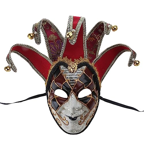 Yfenglhiry Jester-Mask Vollgesicht, Frauengesicht, Halloween, Party, Wanddekoration, Maskerade, Karneval, Vollgesicht, Mardi Gras, Narren-Maske für Halloween von Yfenglhiry