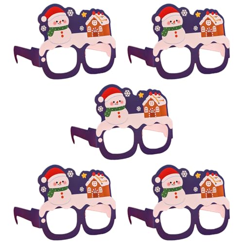 Yfenglhiry Packung mit 5 Papier-Brillen, schöne Cartoon-Weihnachtsbrillen, Requisiten für festliche Dekorationen, Partyzubehör, lustige Brillen von Yfenglhiry