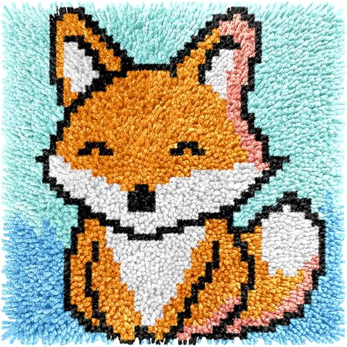 Yglnden Knüpfhaken-Set für Kinder, DIY-Teppich, Basteln, Fuchs B, Regenbogenmuster, farbig bedruckte Leinwand, Knüpfhaken-Set für Anfänger, handgefertigte Handarbeit, Basteln, Heimdekoration, 30,5 x Yglnden Knüpfhaken-Set für Kinder, DIY-Teppich, Basteln, Fuchs B, Regenbogenmuster, farbig bedruckte Leinwand, Knüpfhaken-Set für Anfänger, handgefertigte Handarbeit, Basteln, Heimdekoration, 30,5 x von Yglnden