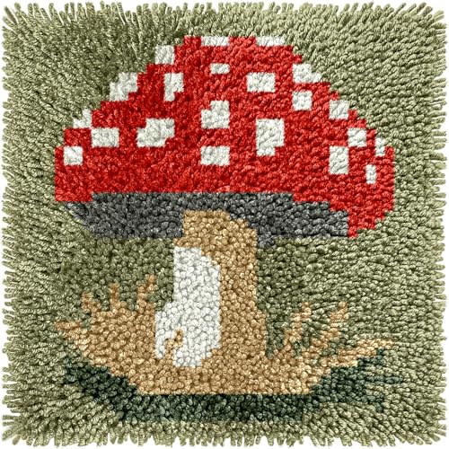 Yglnden Knüpfhaken-Set für Kinder, DIY-Teppich, Basteln, Pilz, Regenbogenmuster, farbig bedruckte Leinwand, Knüpfhaken-Set für Anfänger, handgefertigte Handarbeit, Basteln, Heimdekoration, 30,5 x 30,5 Yglnden Knüpfhaken-Set für Kinder, DIY-Teppich, Basteln, Pilz, Regenbogenmuster, farbig bedruckte Leinwand, Knüpfhaken-Set für Anfänger, handgefertigte Handarbeit, Basteln, Heimdekoration, 30,5 x 30,5 von Yglnden