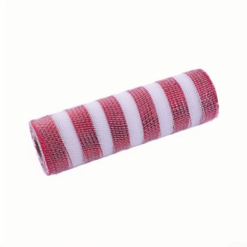 26 cm x 9,1 m, Weihnachtsdekoration, Netzrolle, Polypropylenfolie, Streifenband für DIY-Kränze, Girlanden, Schleifen und saisonale Bastelprojekte zu Hause (rot + weiß) von Yhenlovtt