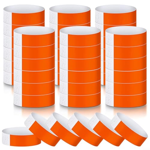 Neon Party Supplies 600 Stück wasserdichte Armbänder, einfach anzubringende Handbänder mit Enden zur Gästeidentifikation (Orange) von Yhenlovtt