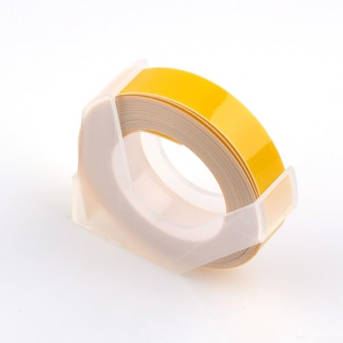 Sleek geprägtes Etikettenmacher-Nachfüllband, Größe 6 mm x 3 m, kompatibel mit Major & für Motex-Geräte, Gelb von Yhenlovtt