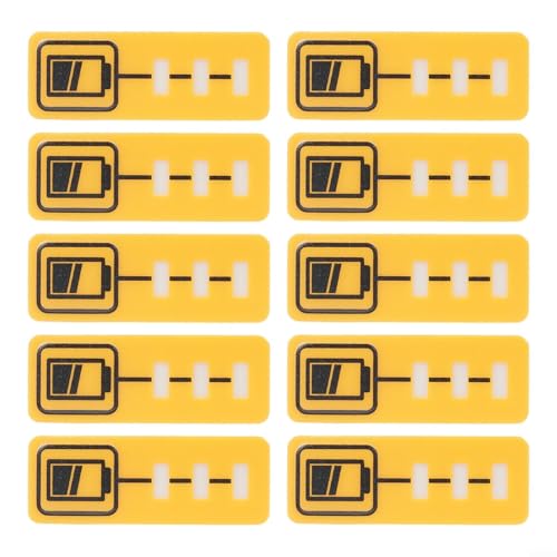 Yhenlovtt 10 Stück Batteriekapazitätsaufkleber für DeWalt 18 V 14,4 V DCB200 DCB140 Lithium-Batterien, gelbe Etiketten, 34 x 12 mm, verschleißfest von Yhenlovtt