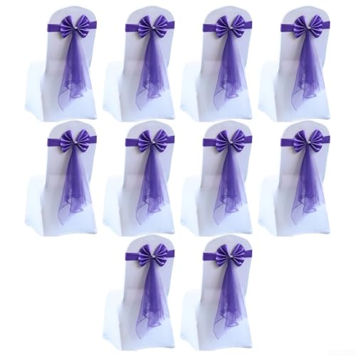 Yhenlovtt Elastische Stuhlschärpen, mit Schleifen-Design, für Hochzeits- und Veranstaltungsdekoration, eng anliegende Passform, Violett, 10 Stück Yhenlovtt Elastische Stuhlschärpen, mit Schleifen-Design, für Hochzeits- und Veranstaltungsdekoration, eng anliegende Passform, Violett, 10 Stück von Yhenlovtt