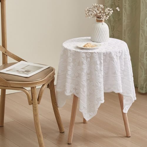 Yhenlovtt Premium-Stickerei, rustikales Wildblumen-Sonnenblumen-Muster, Tischdecke, dekorative Tischdecke, Spitzendesign, für Esszimmer, Küche, Zuhause, 60 x 60 cm, 90 x 90 cm (90 x 90 cm1) von Yhenlovtt
