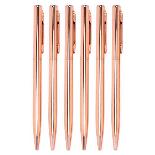 Yheonver Slim Metallisch Druck Kugelschreiber - Rose Gold, SchöNes Geschenk für GleichmäßIge BüRo Studenten Lehrer Hochzeit Weihnachten, Medium Point (1 Mm) 6 Pack Schwarze Tinte von Yheonver